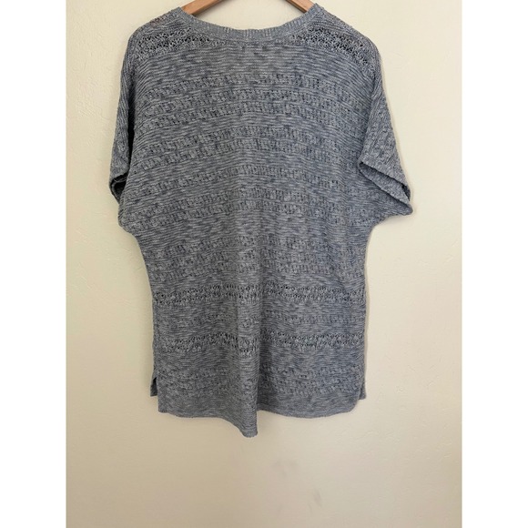 J Jill Womens Gray Knit Sweater Top Short Sleeve V Neck Petite Large - Picture 5 of 6